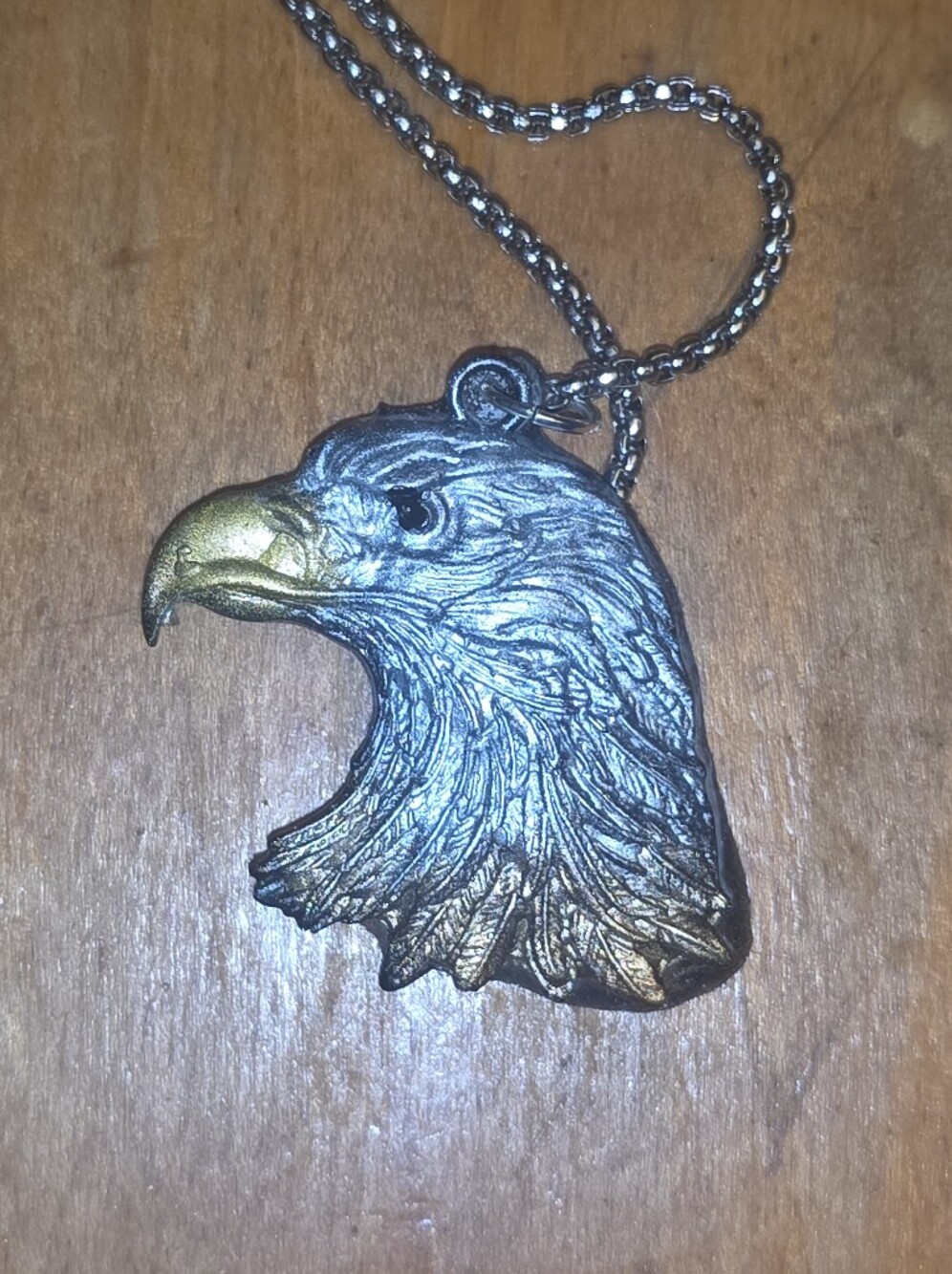 Men-s Eagle Head Pendant Handmade Resin Necklace (Pendant) Stainless Steel Chain